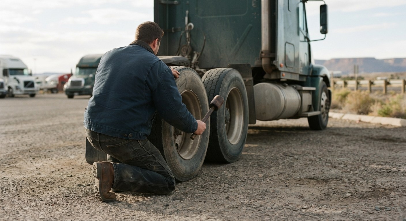 A driver completing an inspection